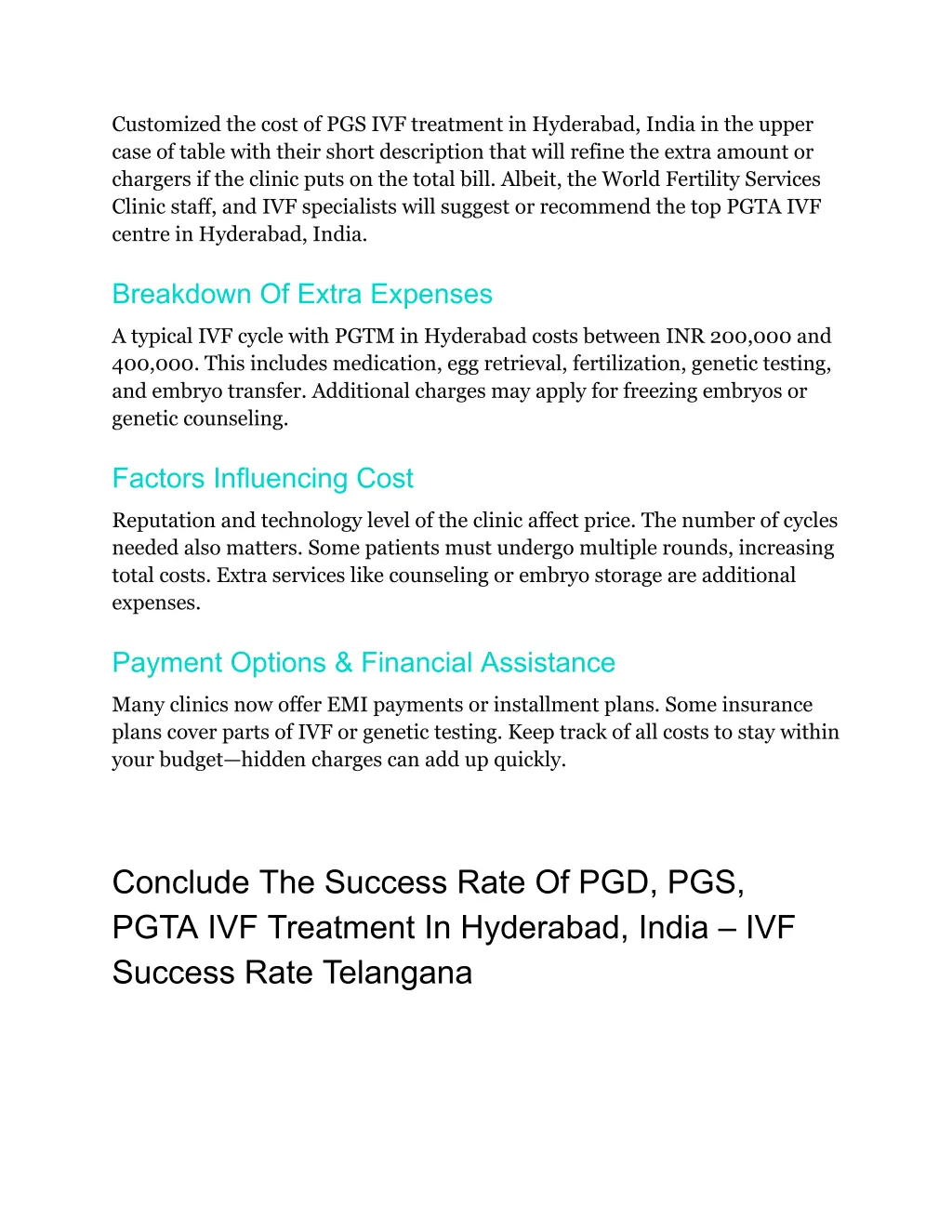 customized the cost of pgs ivf treatment