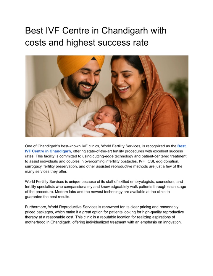 best ivf centre in chandigarh with costs