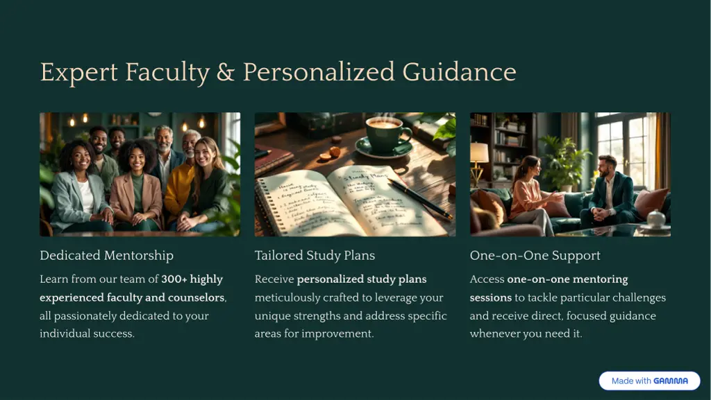 expert faculty personalized guidance