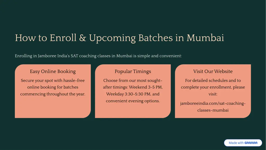 how to enroll upcoming batches in mumbai