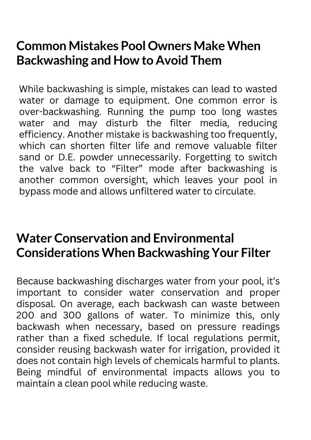 common mistakes pool owners make when backwashing