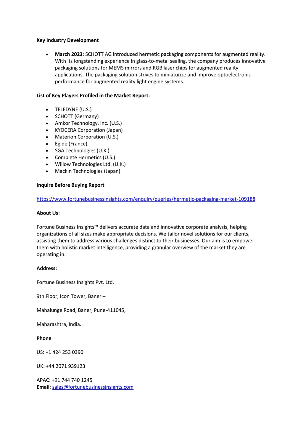 key industry development