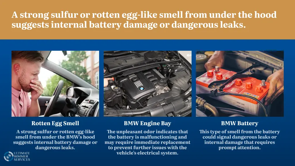 a strong sulfur or rotten egg like smell from