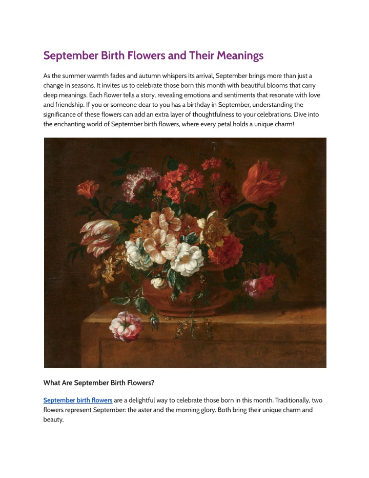 september birth flowers and their meanings