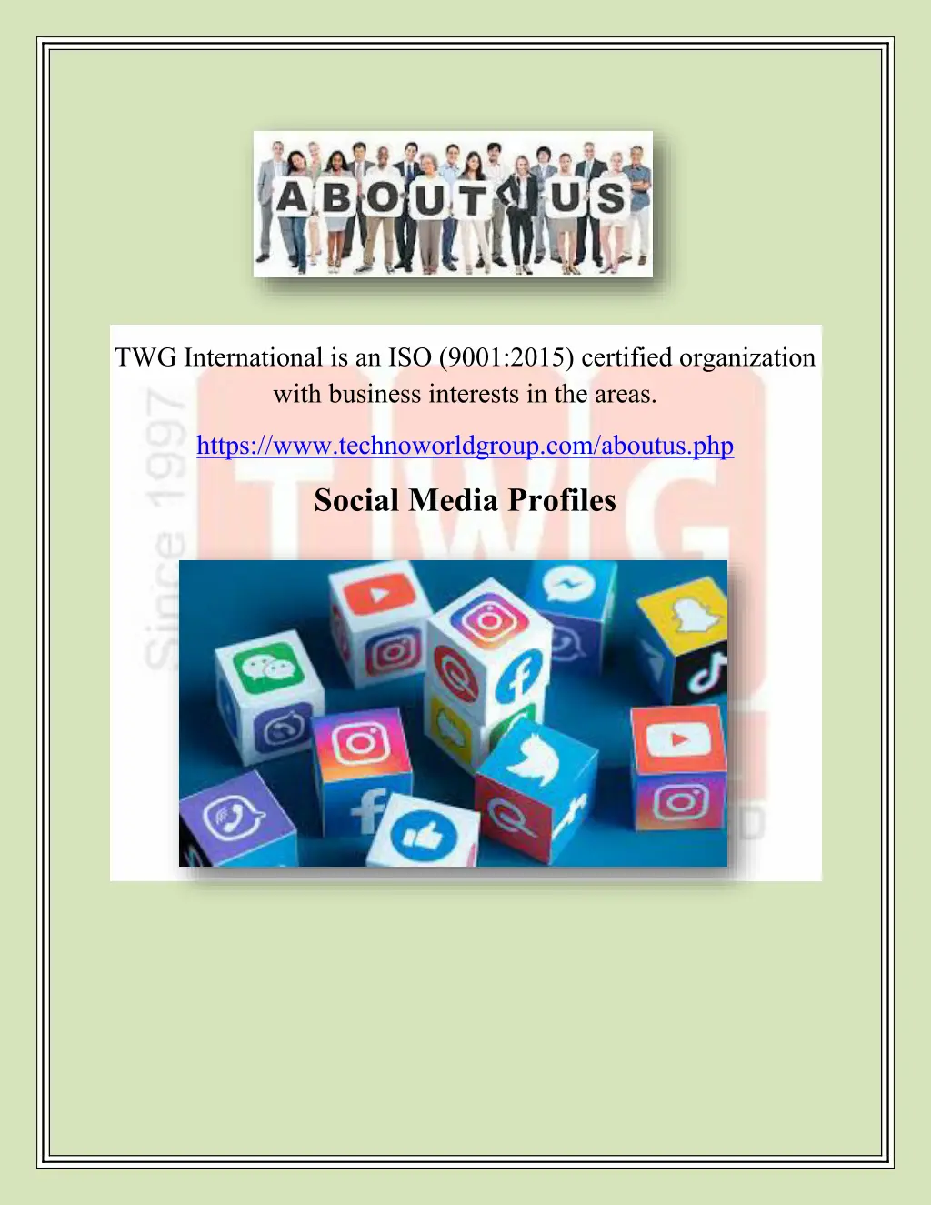 twg international is an iso 9001 2015 certified
