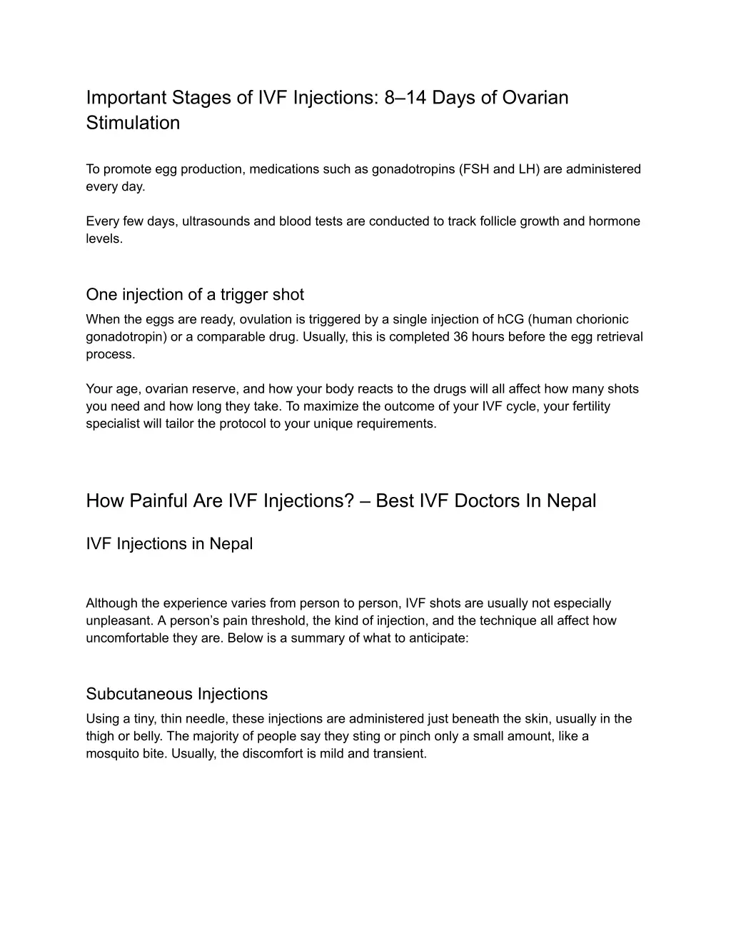 important stages of ivf injections 8 14 days