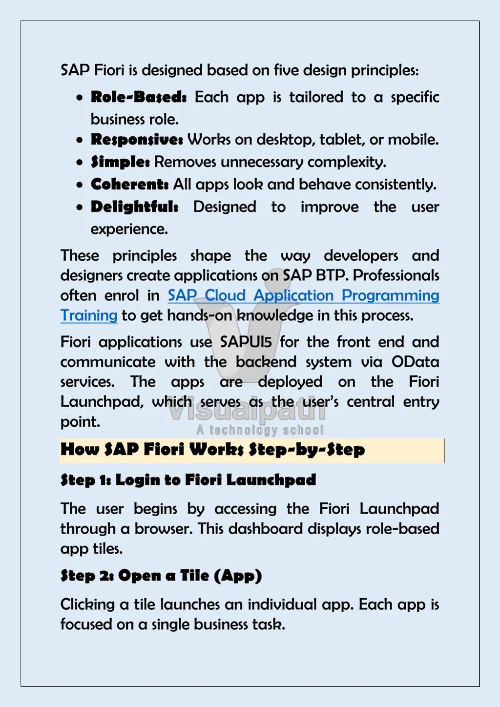sap fiori is designed based on five design
