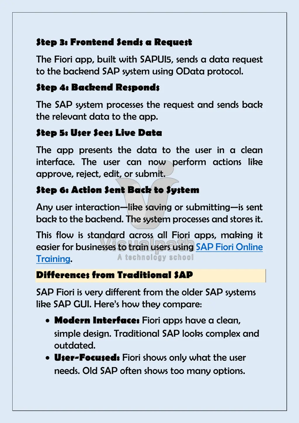 step 3 frontend sends a request the fiori