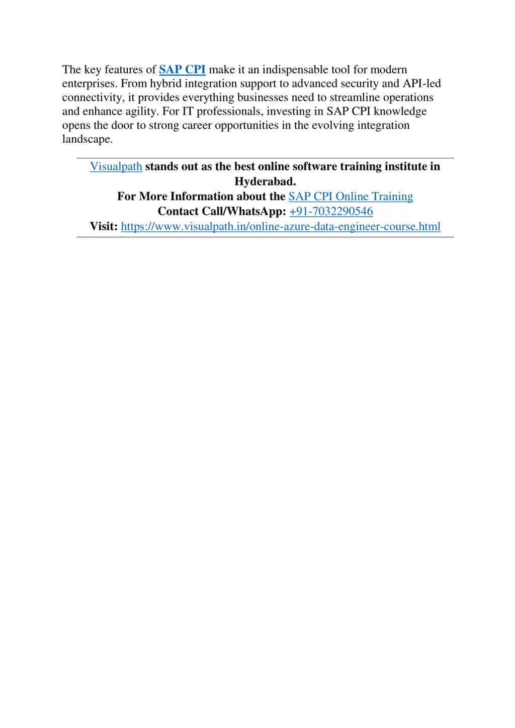 the key features of sap cpi make