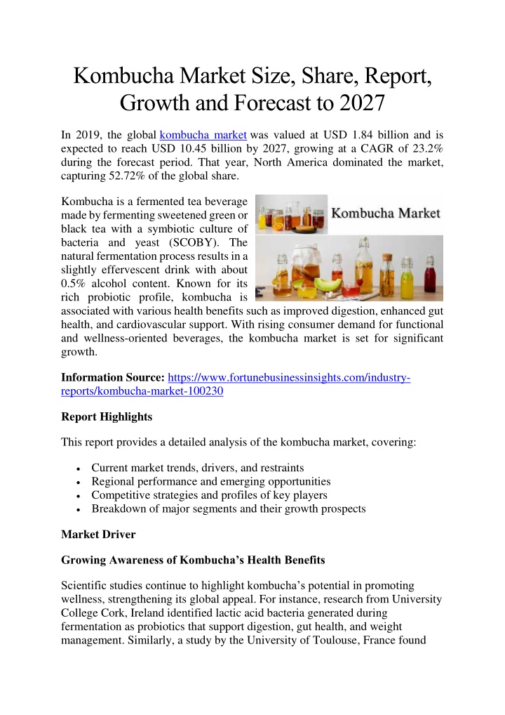 kombucha market size share report growth