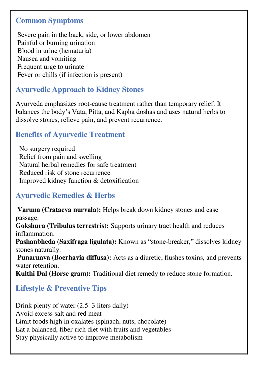 common symptoms