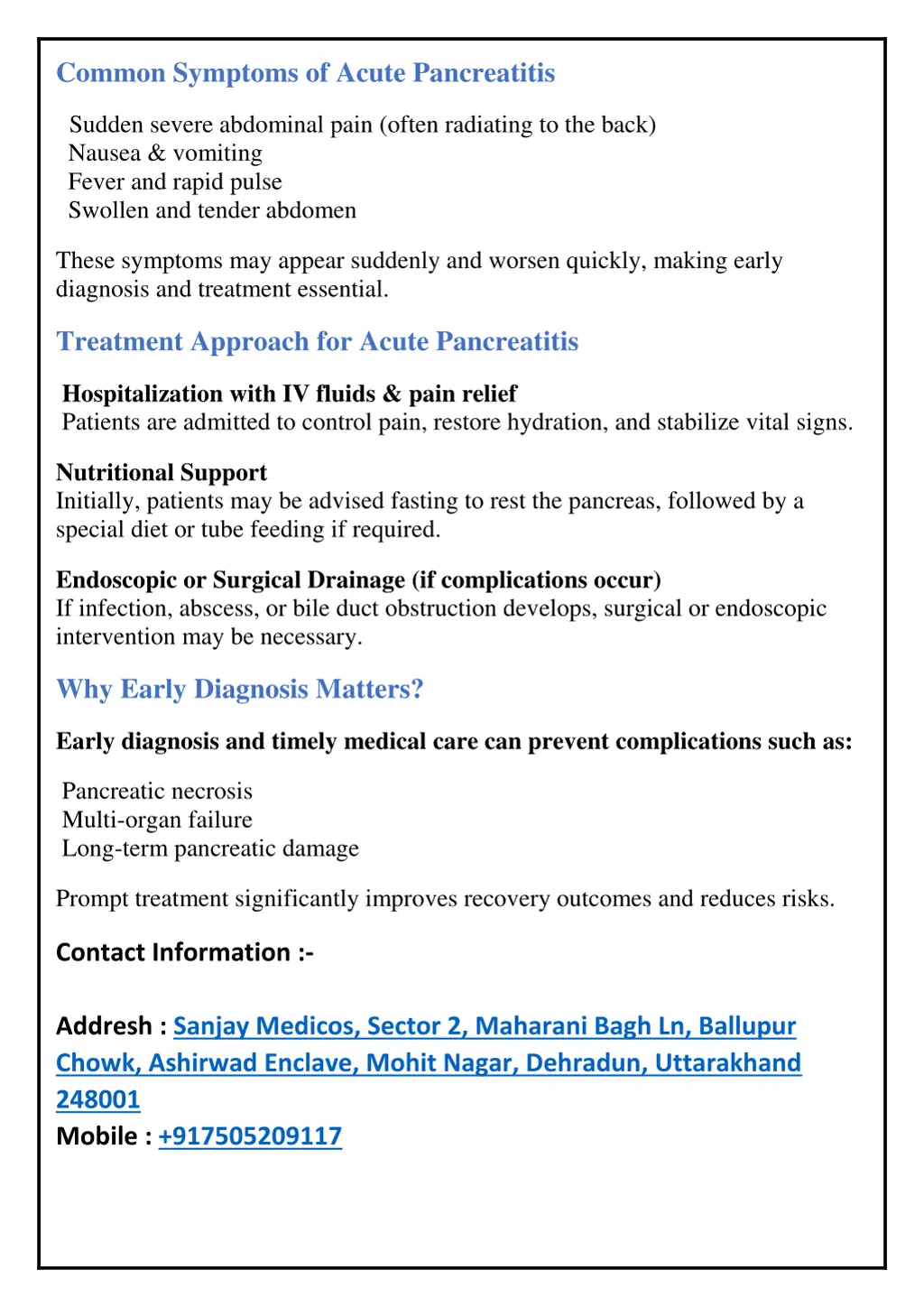 common symptoms of acute pancreatitis