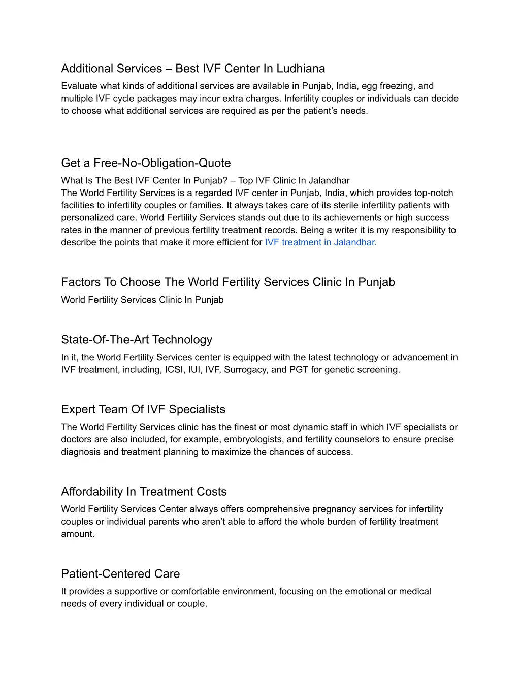 additional services best ivf center in ludhiana