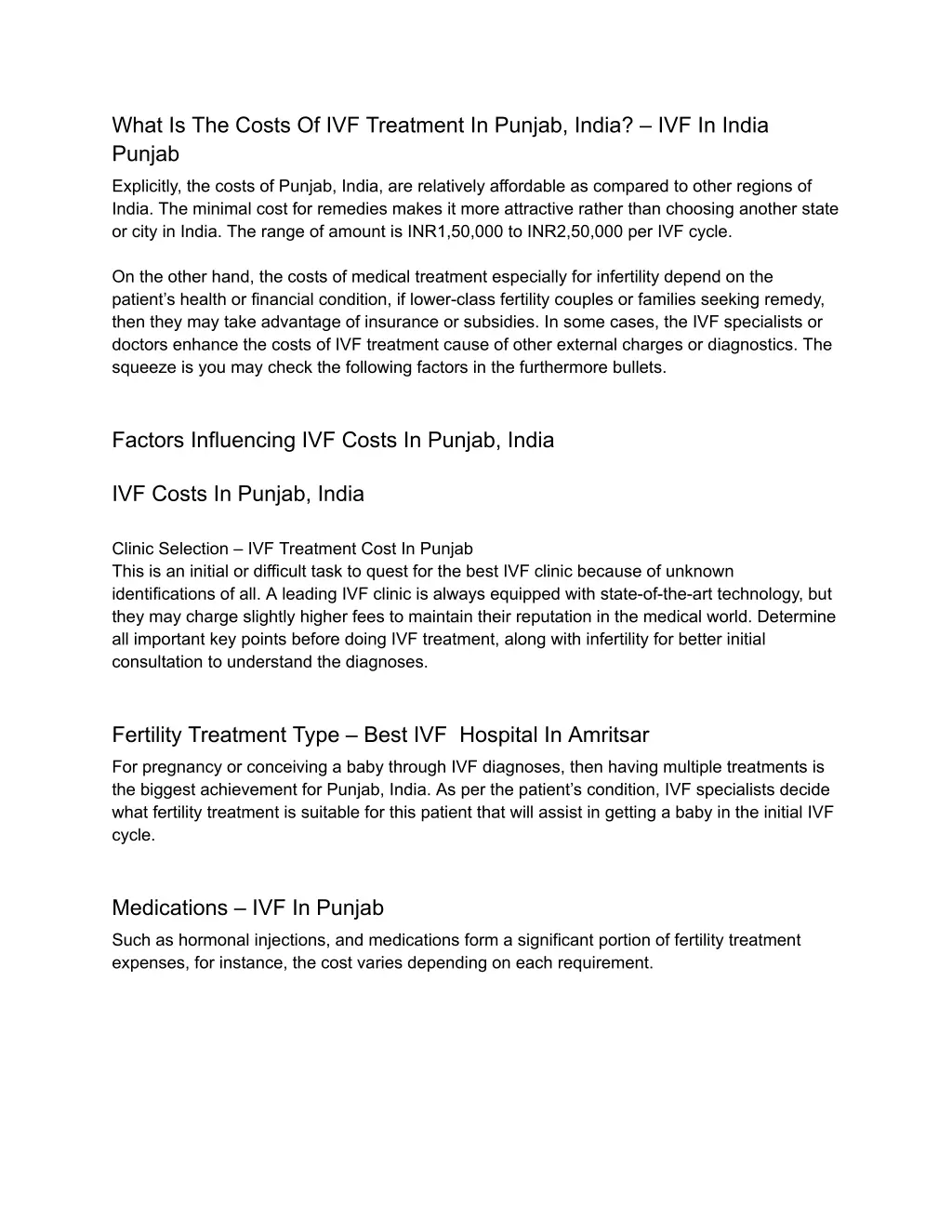 what is the costs of ivf treatment in punjab