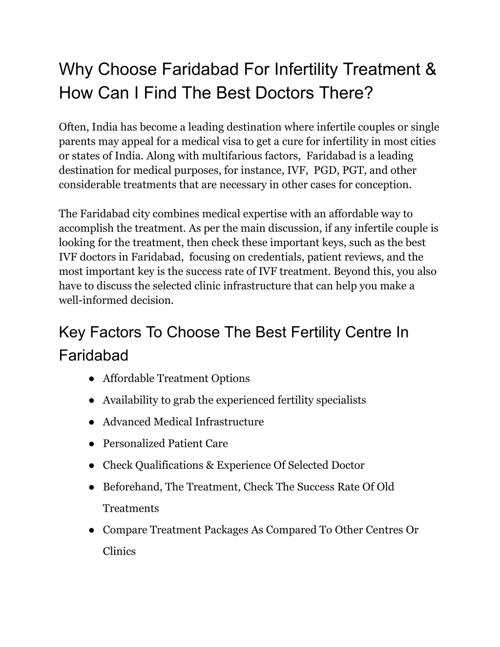 why choose faridabad for infertility treatment