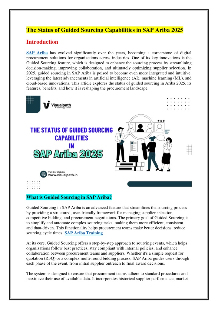 the status of guided sourcing capabilities