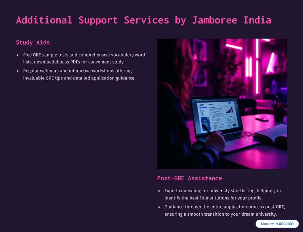 additional support services by jamboree india