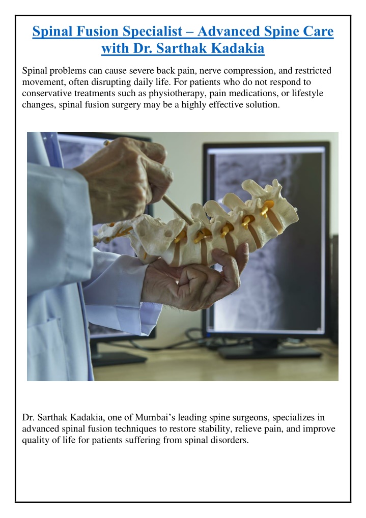 spinal fusion specialist advanced spine care with