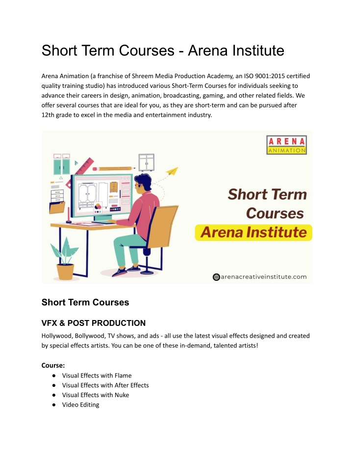 short term courses arena institute