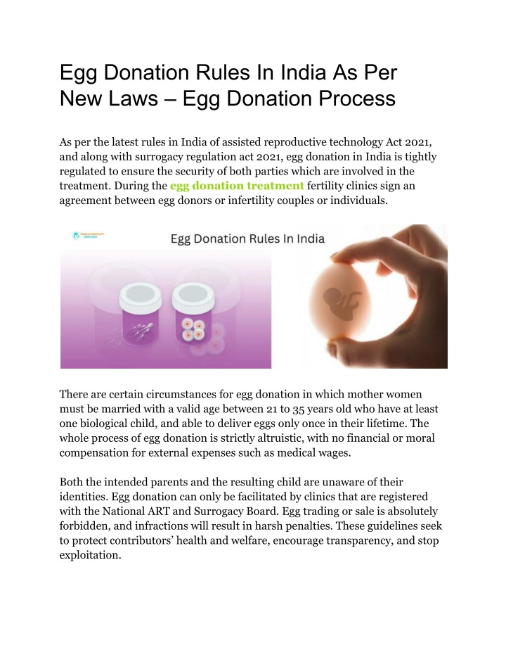 egg donation rules in india as per new laws