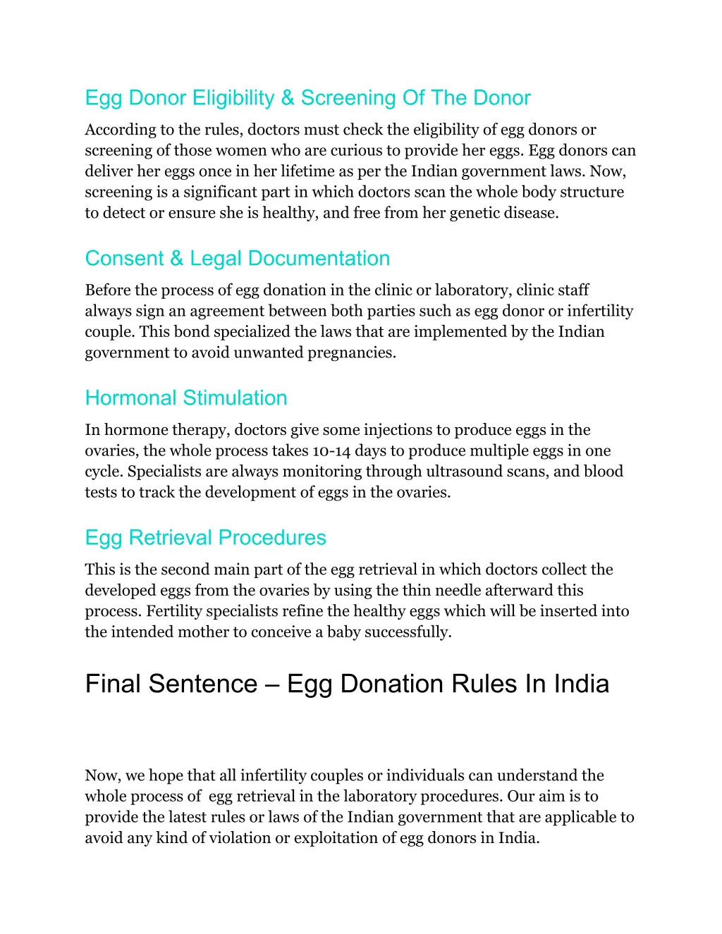 egg donor eligibility screening of the donor