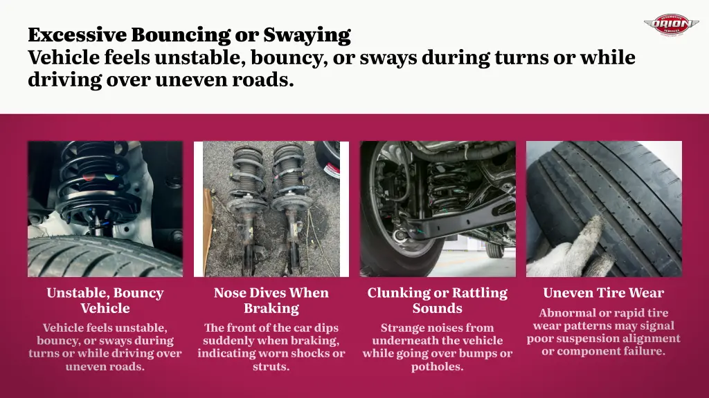 excessive bouncing or swaying vehicle feels