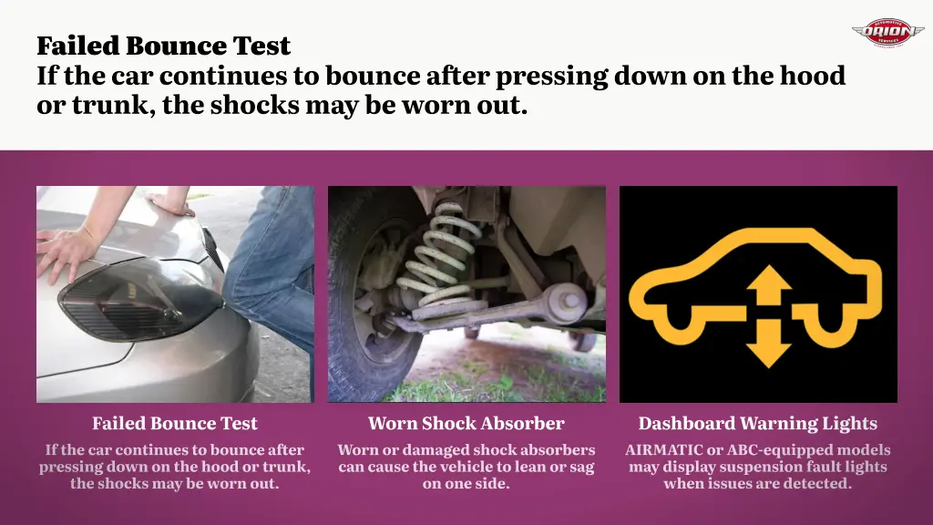 failed bounce test if the car continues to bounce
