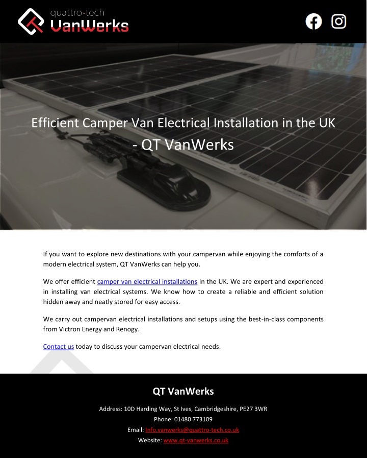 efficient camper van electrical installation