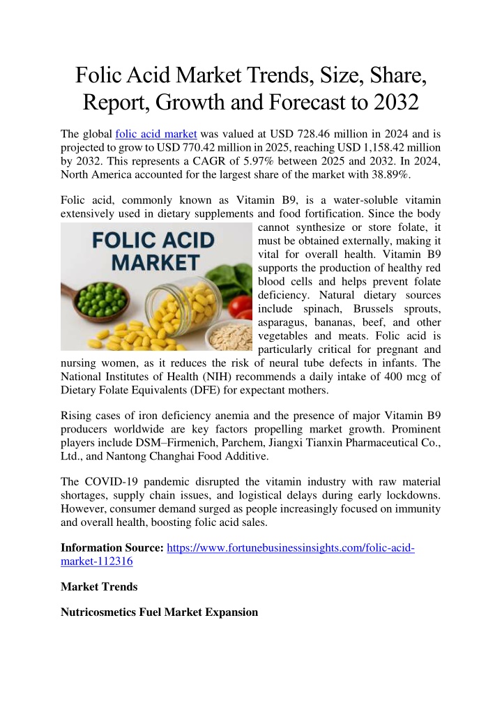 folic acid market trends size share report growth
