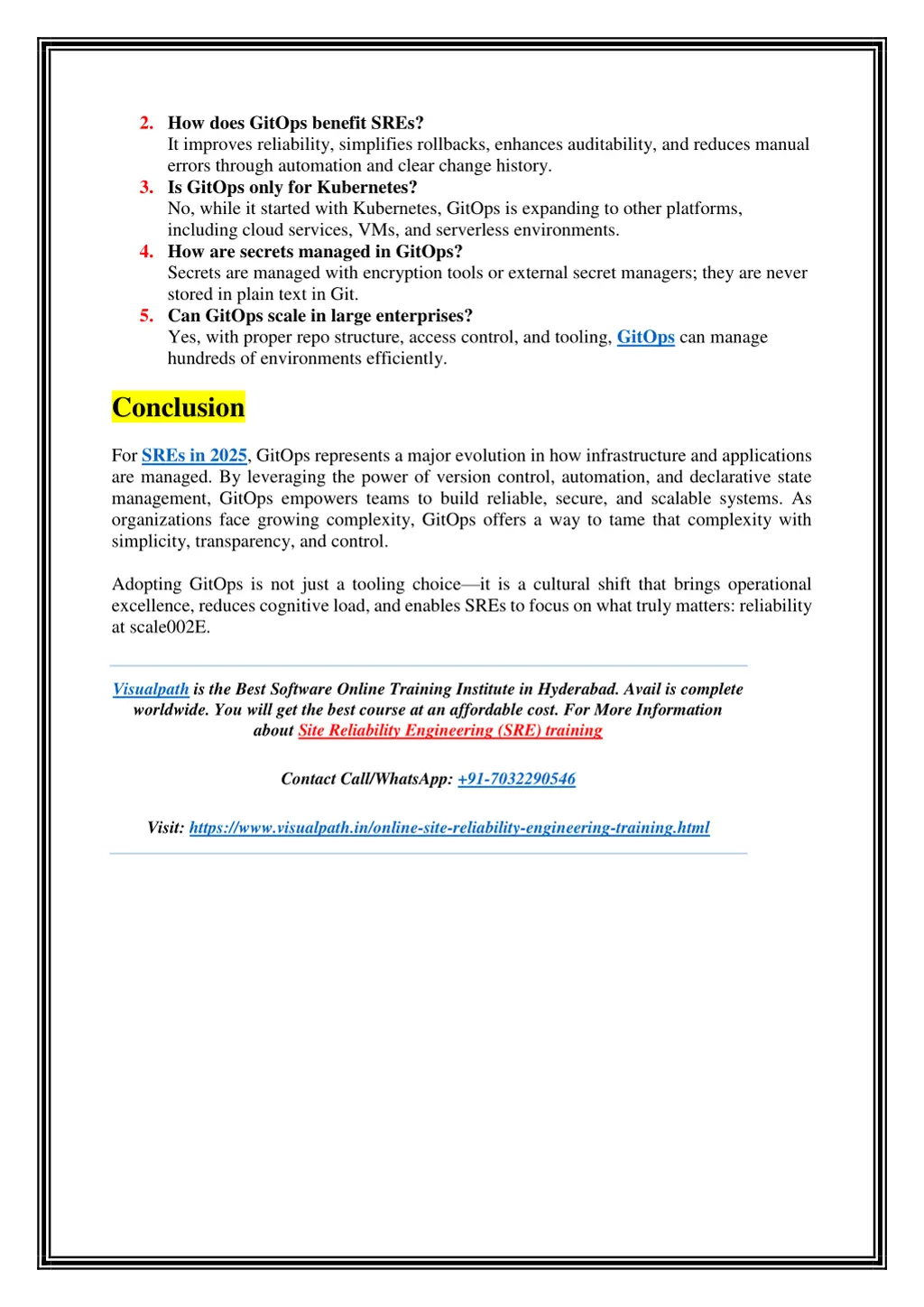 2 how does gitops benefit sres it improves
