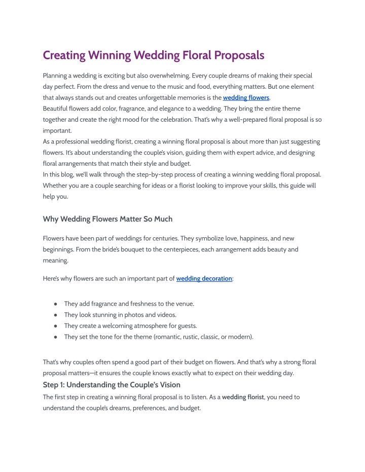 creating winning wedding floral proposals