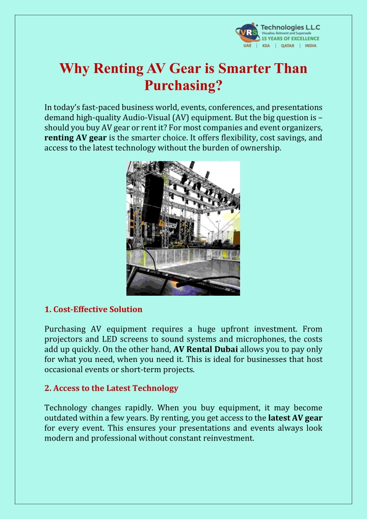 why renting av gear is smarter than purchasing