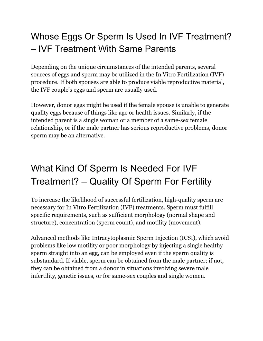 whose eggs or sperm is used in ivf treatment