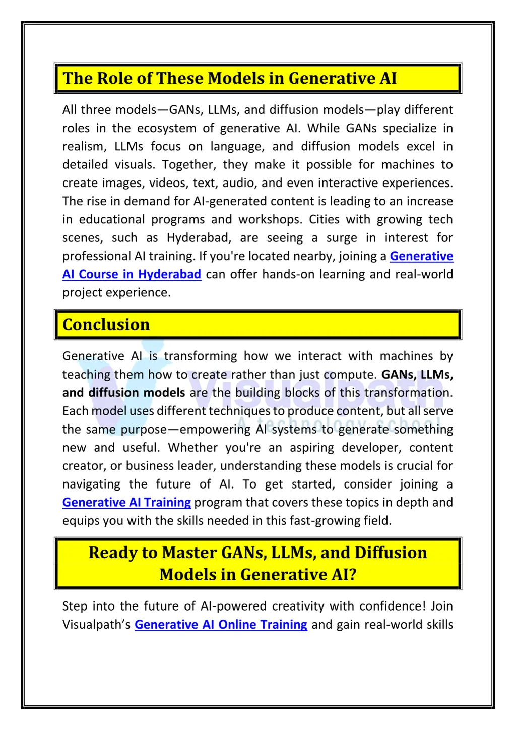 the role of these models in generative ai