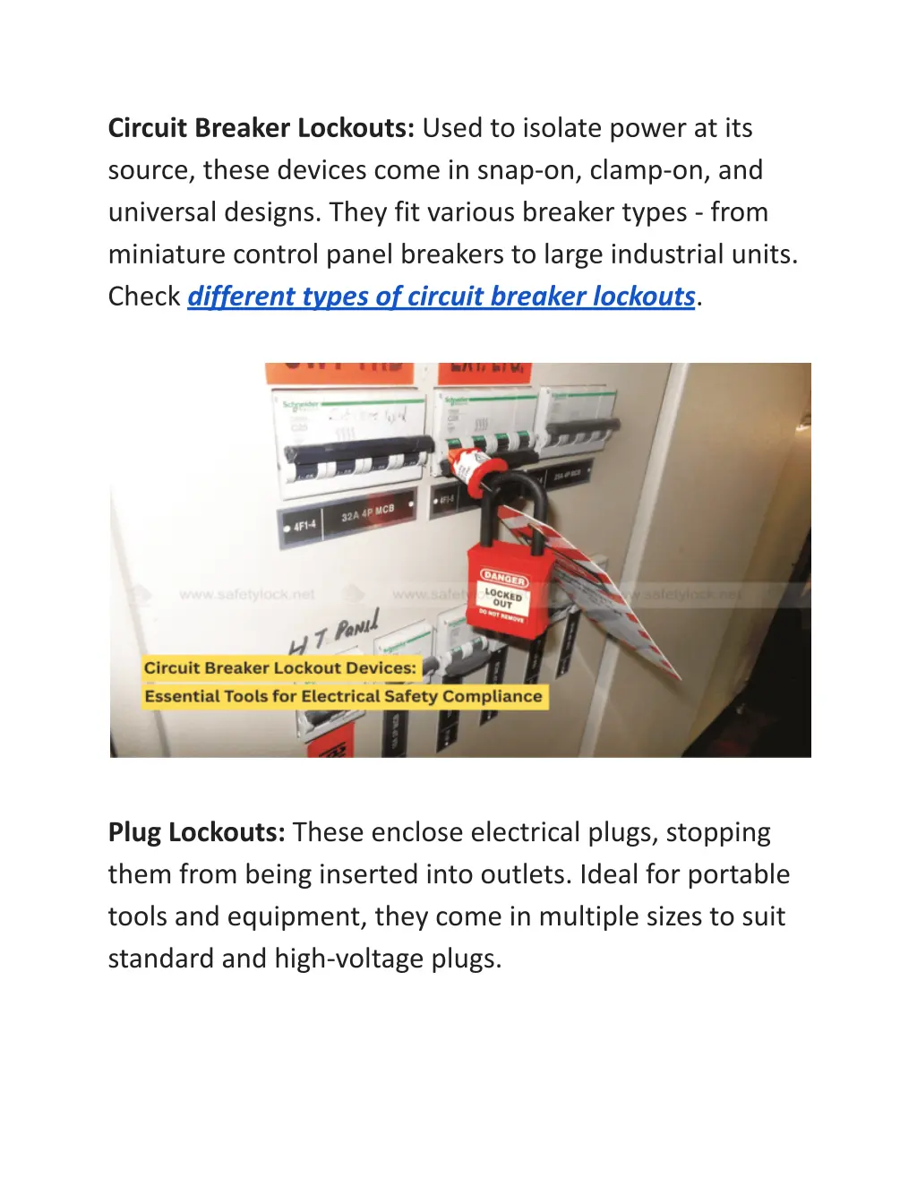 circuit breaker lockouts used to isolate power