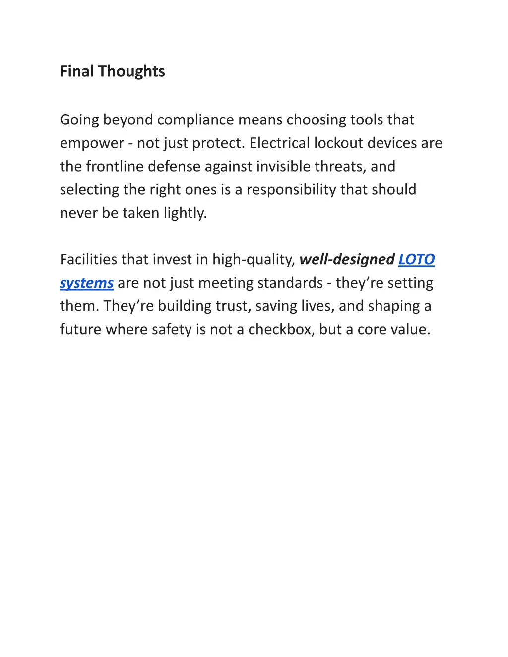 final thoughts going beyond compliance means
