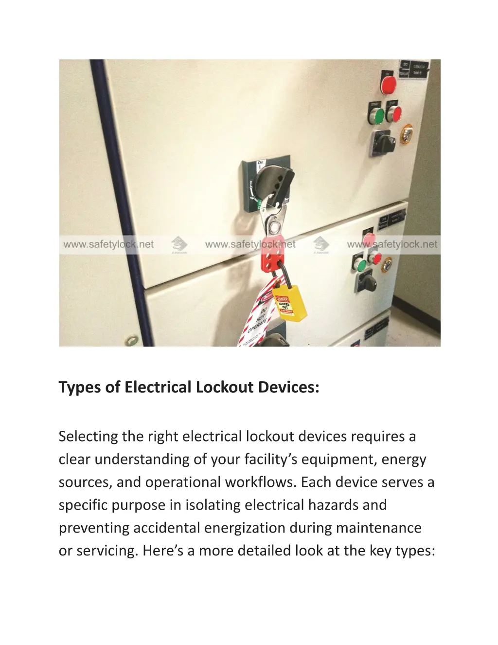 types of electrical lockout devices selecting