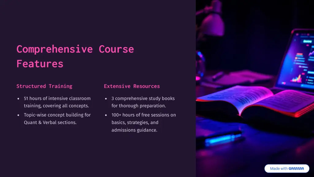 comprehensive course features