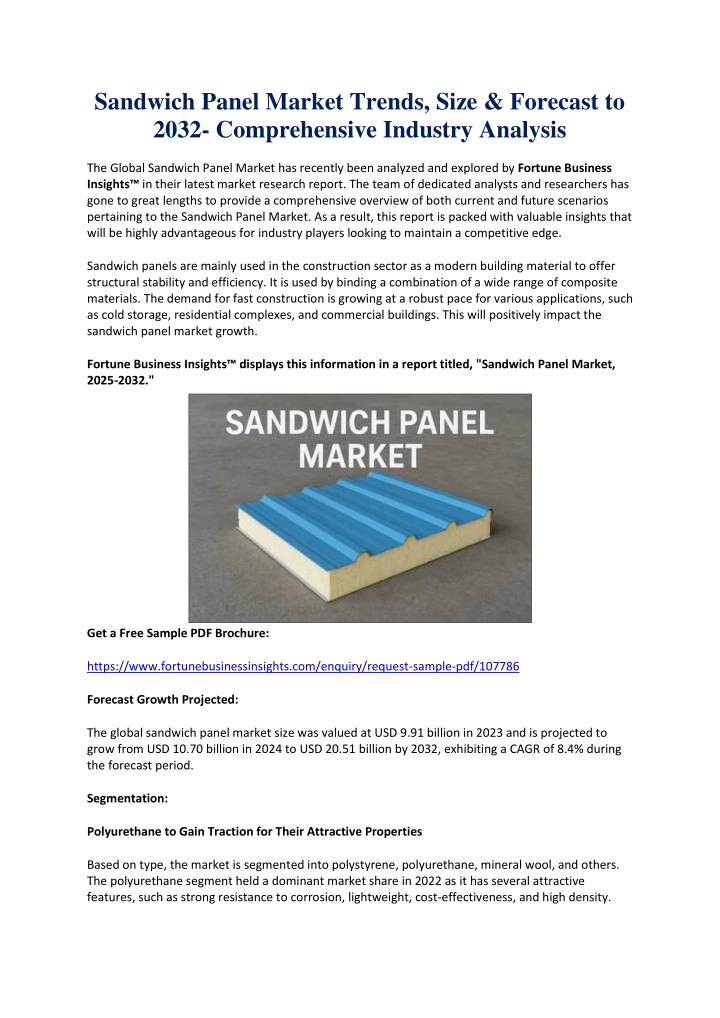 sandwich panel market trends size forecast