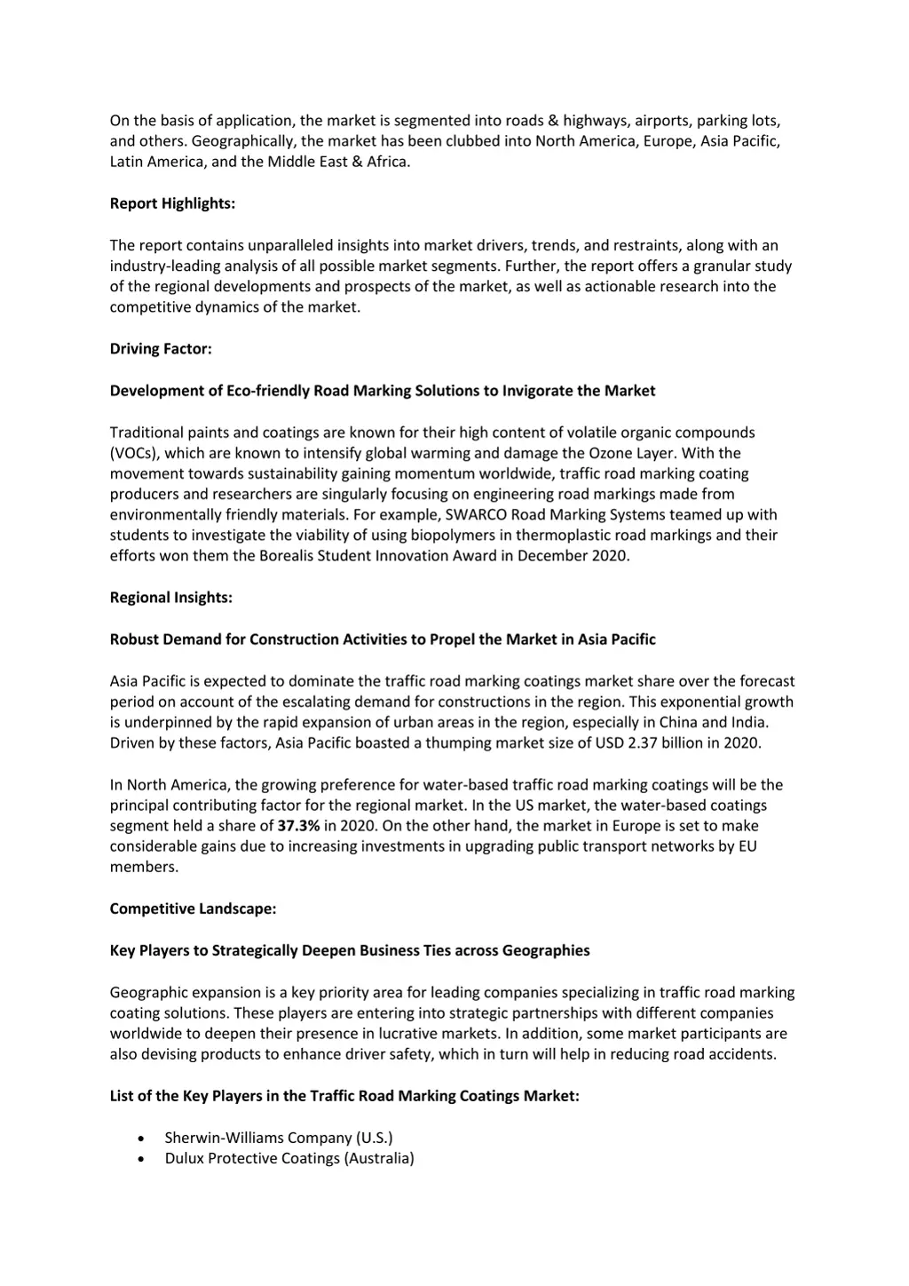 on the basis of application the market