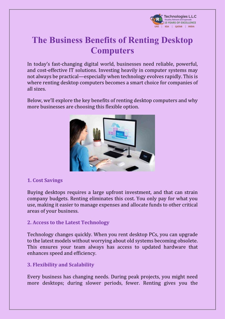 the business benefits of renting desktop computers