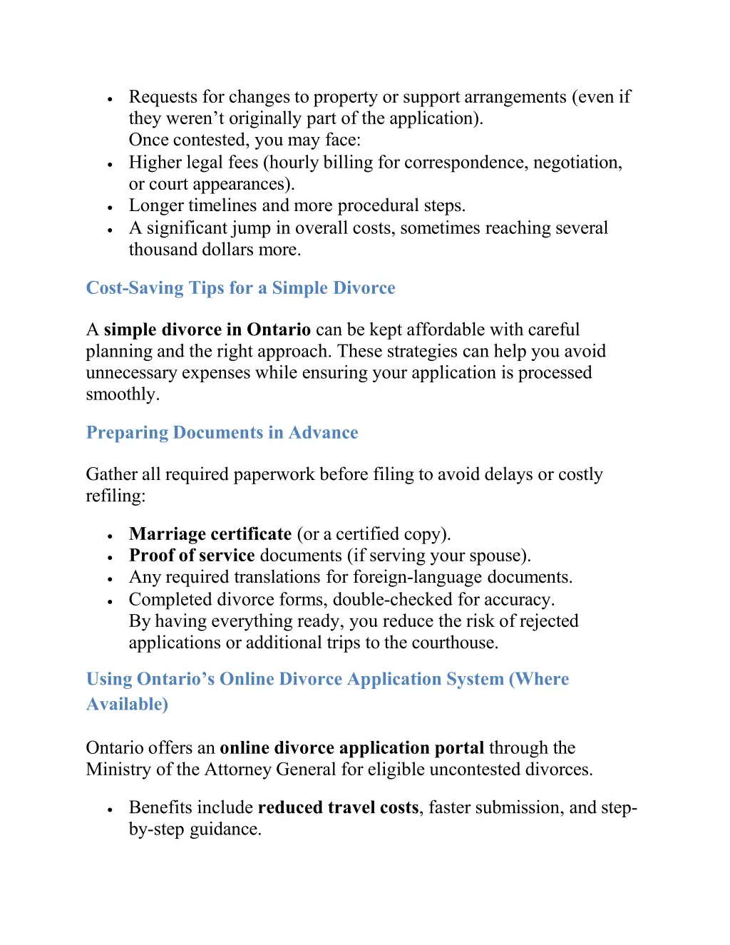 requests for changes to property or support