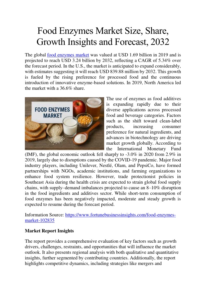 food enzymes market size share growth insights
