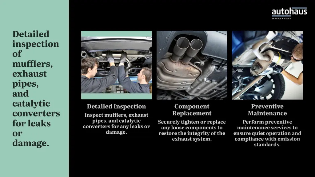 detailed inspection of mu ffl ers exhaust pipes