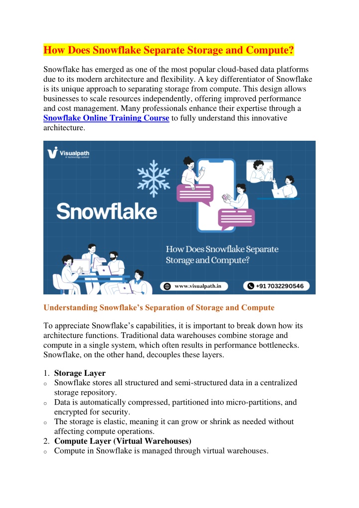 how does snowflake separate storage and compute