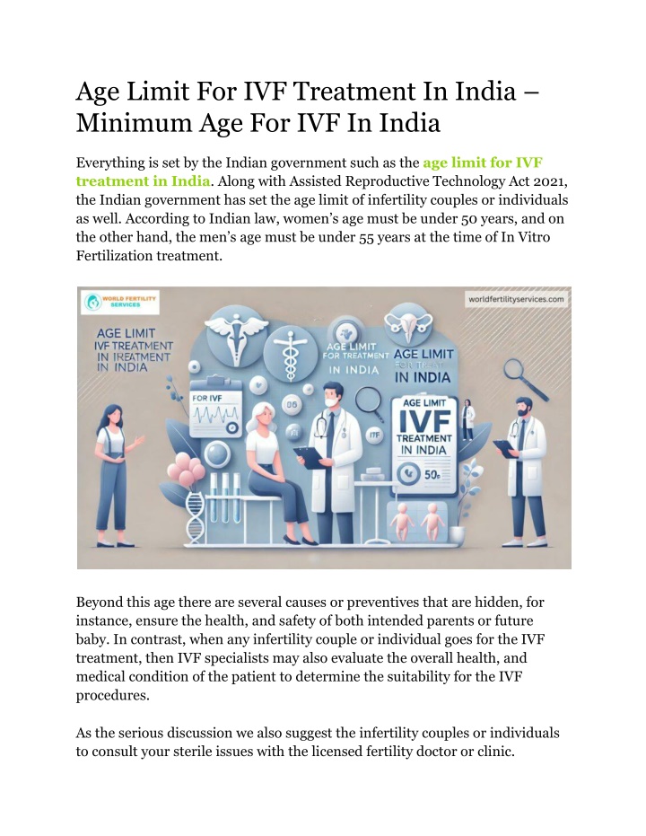age limit for ivf treatment in india minimum