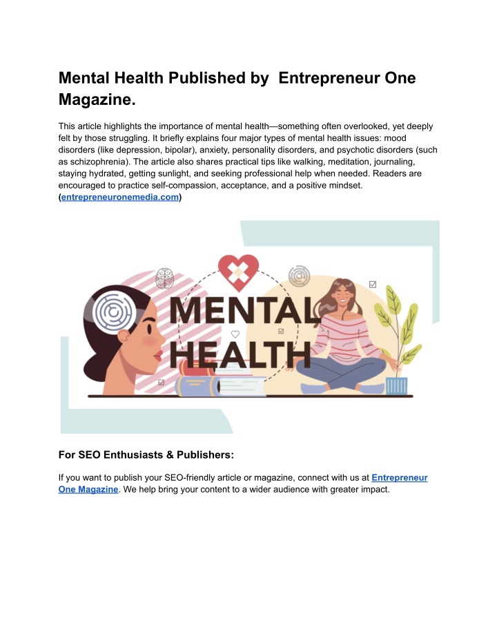 mental health published by entrepreneur