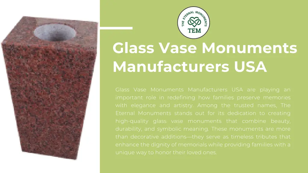 glass vase monuments manufacturers usa
