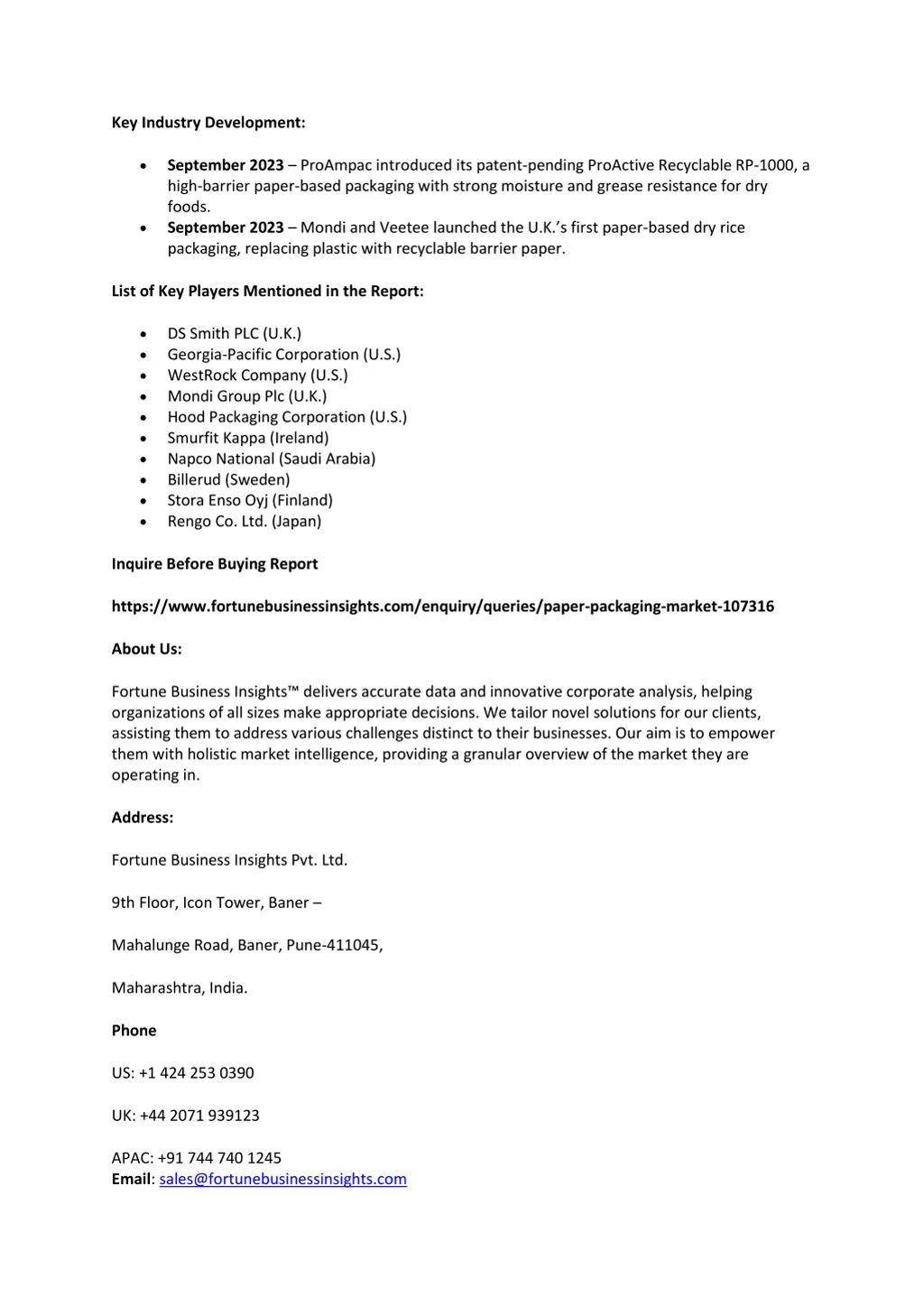 key industry development