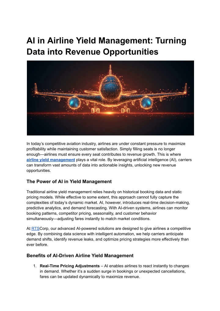 ai in airline yield management turning data into